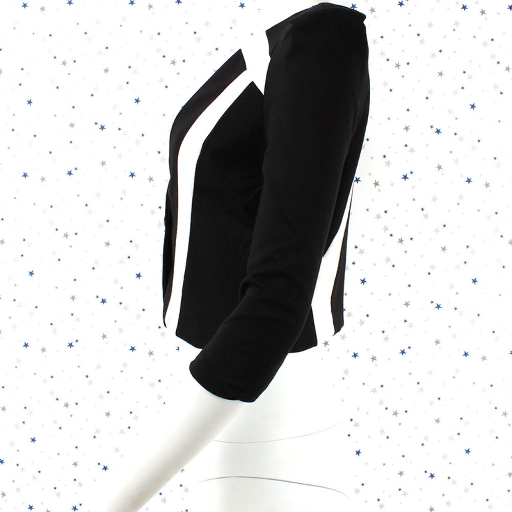 Cropped One Button Fly Blazer Jacket 3/4 Sleeve - Picture 6 of 10